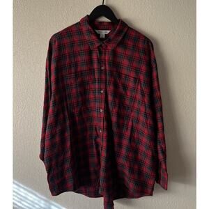 Old Navy Flannel The Boyfriend Shirt Top Womens Red XXL 2X New Taylor Swift